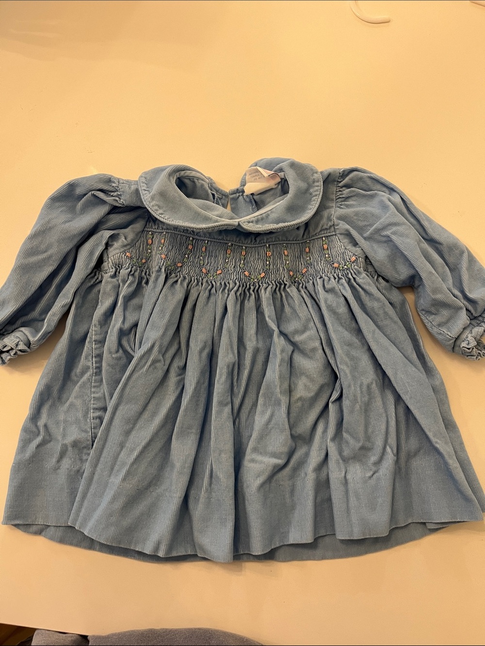 Petit Ami ~12 month (no tag) smocked Blue Girls' dress  with Peter Pan Collar